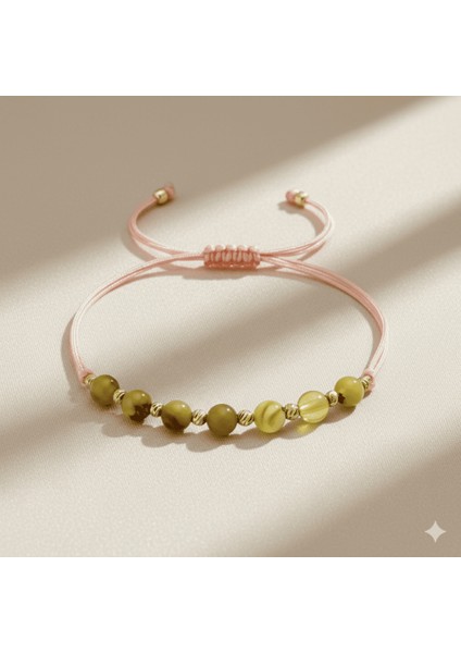 Makrome Örgülü Küre Kesim Dorika Top Süslemeli Sarı Beyaz Renk Doğal Damla Kehribar Kadın Bileklik indirimleri