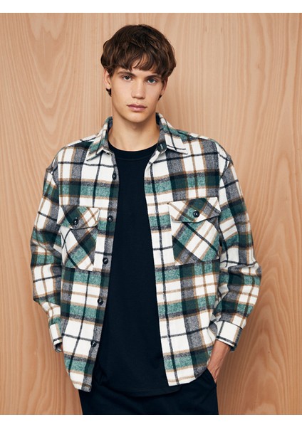 Yeni Sezon Rahat Kalıp Uzun Kollu Ekose Erkek Oduncu Gömlek Ceket