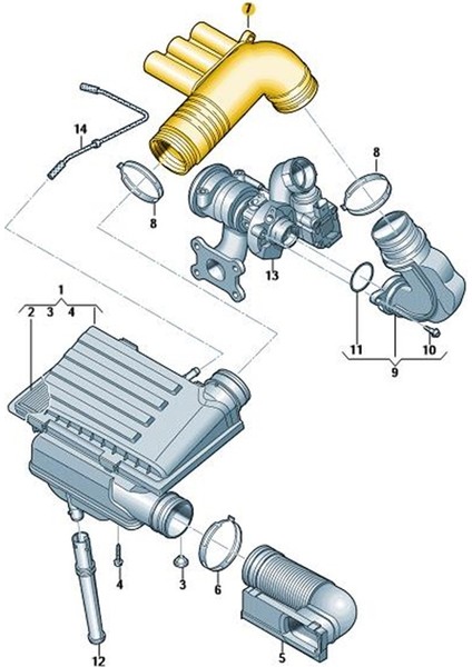 Vw Beetle 2012-2019 1.4tsi Emme Hava Kılavuz Borusu 04E129651C fiyatları