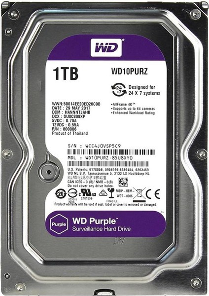 Wd Purple 1tb 5400RPM 64MB Sata3 WD10PURZ 7/24 HDD fiyatları