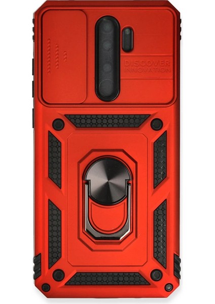 Xiaomi Redmi Note 8 Pro Kılıf Pars Lens Yüzüklü Silikon - Kırmızı