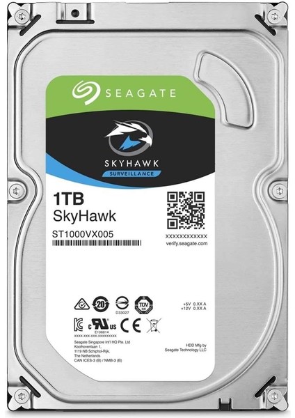 Seagate Skyhawk 1tb 5900RPM 64MB Sata3 ST1000VX005 7/24 HDD