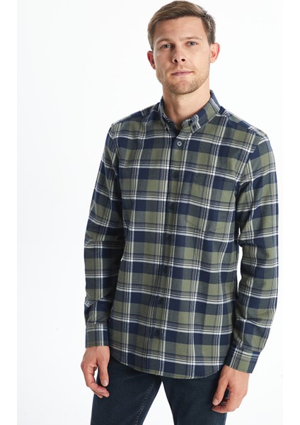 Yeni Sezon Regular Fit Uzun Kollu Ekose Gabardin Erkek Gömlek