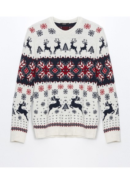 Yeni Sezon Bisiklet Yaka Uzun Kollu Yılbaşı Temalı Erkek Triko Kazak indirimleri