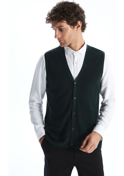 Yeni Sezon Standart Kalıp V Yaka Erkek Triko Yelek