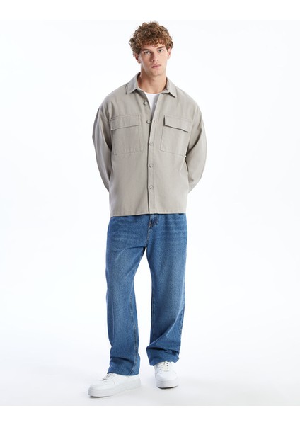 Yeni Sezon Rahat Kalıp Uzun Kollu Gabardin Erkek Gömlek Ceket fırsatları