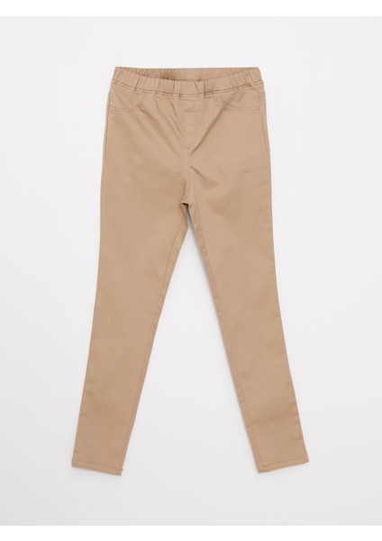 Yeni Sezon Beli Lastikli Basic Gabardin Kız Çocuk Pantolon