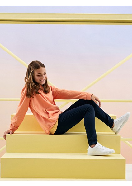 Yeni Sezon Beli Lastikli Basic Gabardin Kız Çocuk Pantolon