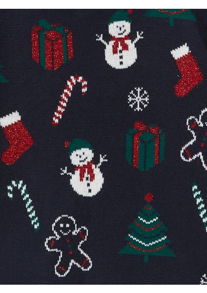 Yeni Sezon Bisiklet Yaka Yılbaşı Temalı Kız Çocuk Triko Kazak fiyatları