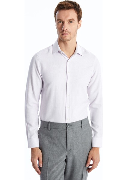 Yeni Sezon Slim Fit Uzun Kollu Armürlü Erkek Gömlek