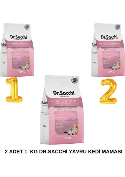 Dr.sacchi Premium Düşük Tahıllı Yavru Kedi Maması 1 kg X2 Adet