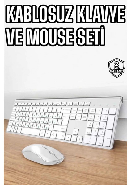 Beyaz Kablosuz Klavye Fare Seti Kablosuz Fare USB Alıcı Pc Uyumlu