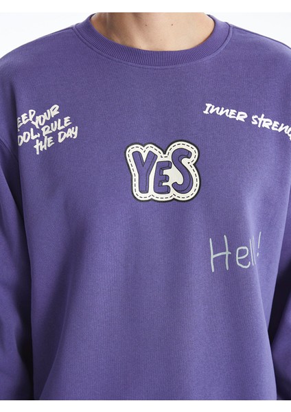 Yeni Sezon Bisiklet Yaka Baskılı Erkek Kalın Sweatshirt modelleri