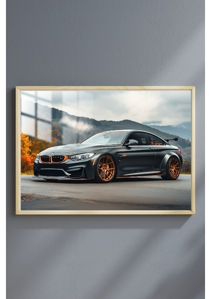 Bmw M4 Araba Çerçeveli Metal Poster Tablo
