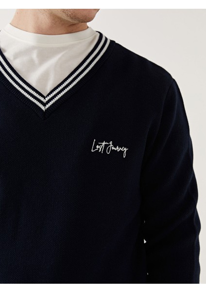 Yeni Sezon V Yaka Uzun Kollu Erkek Triko Kazak modelleri