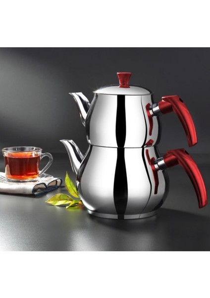 Küre Mini Bordo Bakalit Kulplu Paslanmaz Çelik Çaydanlık Takımı 0.80L – 1.20L fiyatları