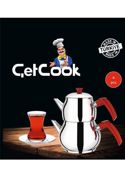 Küre Mini Bordo Bakalit Kulplu Paslanmaz Çelik Çaydanlık Takımı 0.80L – 1.20L modelleri