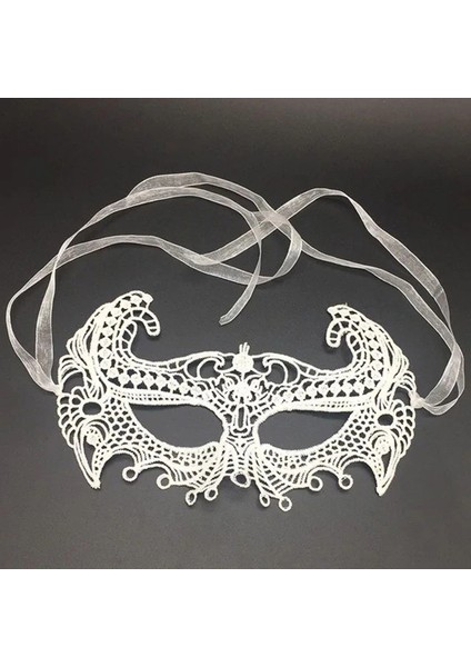 Ieg® Beyaz Renk Dantel Kesim Dantel Işlemeli Balo Parti Maskesi 1 No (4887)