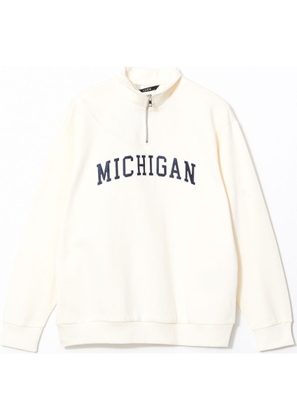 Yeni Sezon Dik Yaka Uzun Kollu Nakışlı Erkek Kalın Sweatshirt indirimleri