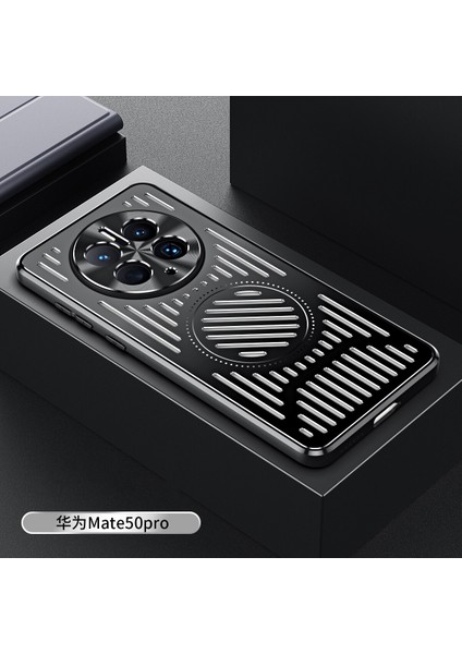 Huawei Mate 50 Pro Kılıfı, Manyetik Metal Isı Dağıtıcı Koruyucu Kılıf-Siyah (Yurt Dışından)