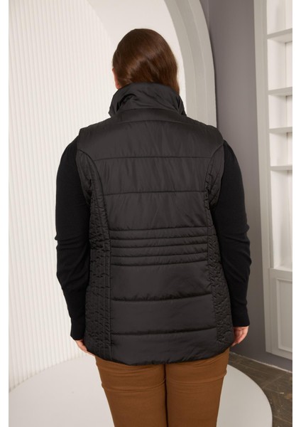 Kadın Cepli Siyah Büyük Beden Kapitone Yelek fırsatları
