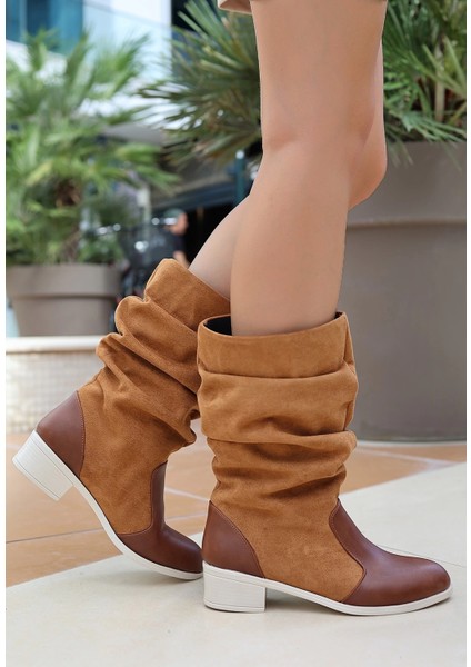 Bosel Jolin Taba Cilt Süet Detaylı Çizme modelleri