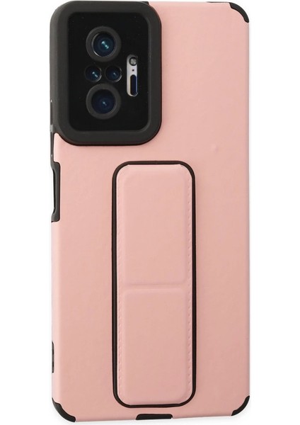 Xiaomi Redmi Note 10 Pro Kılıf Mega Standlı Silikon - Pudra