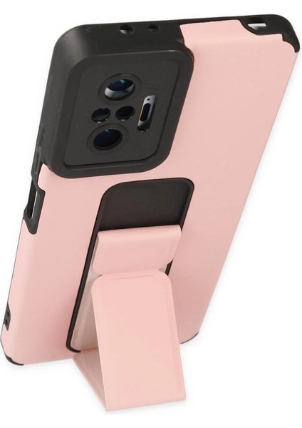 Xiaomi Redmi Note 10 Pro Kılıf Mega Standlı Silikon - Pudra modelleri