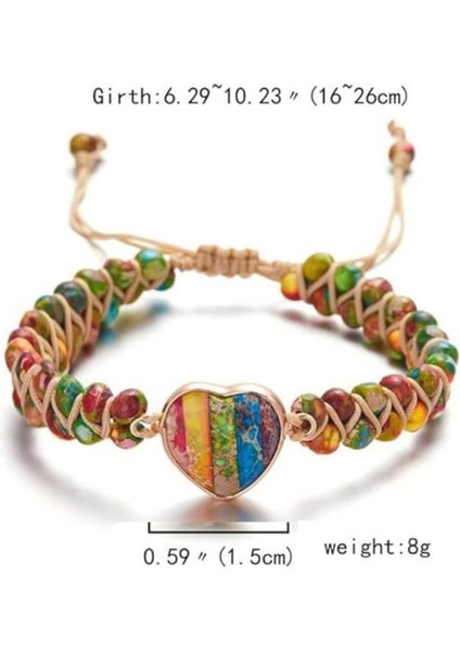 El Yapımı 7 Çakra Doğal Taş Kalpli Bileklik • Ayarlanabilir Makrome • Şifalı Enerji Taşları fırsatları