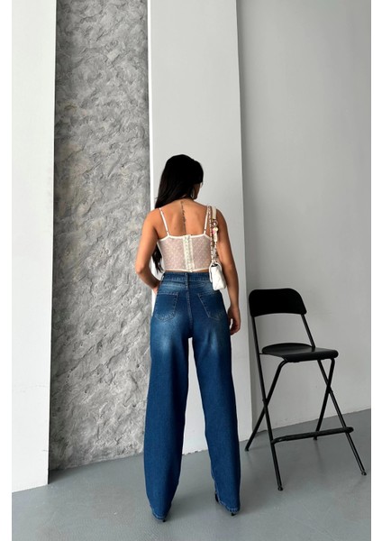 Lvsqvr Baggy Süper Taş Bıyık Yıkama Koyu Mavi Jeans Pantolon D2007 (Beden: 42) fiyatları