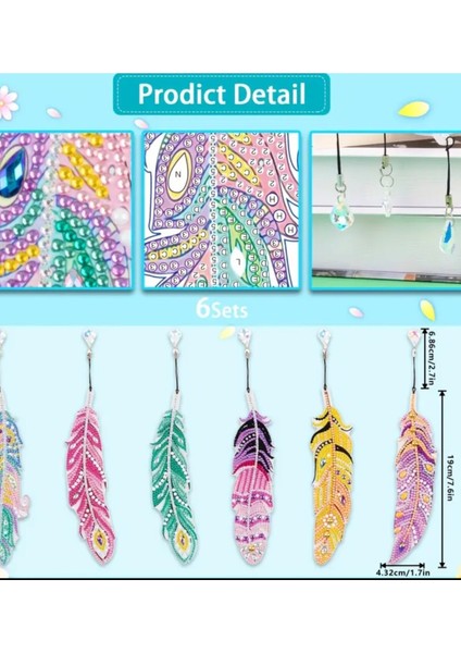 5 D Kendin Yap 6 Lı Elmas Mozaik Boyama Kitap Ayracı modelleri