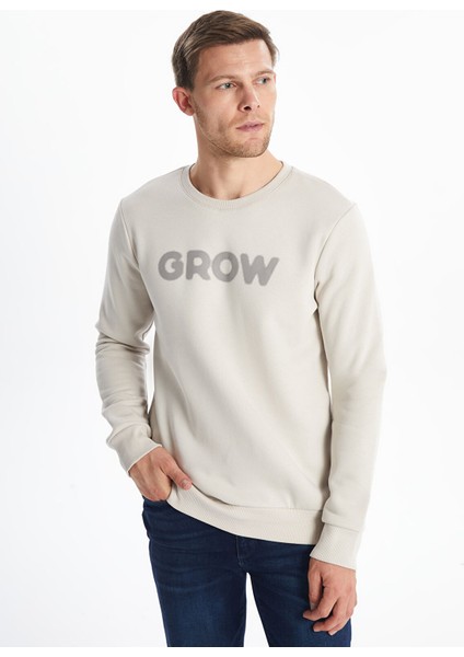 Yeni Sezon Bisiklet Yaka Baskılı Erkek Kalın Sweatshirt