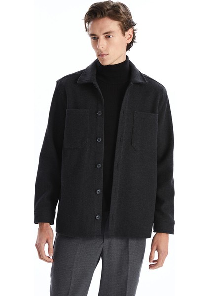 Yeni Sezon Regular Fit Uzun Kollu Kaşe Erkek Gömlek Ceket