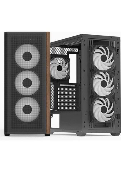 Aerocool Ae D501A Bk 4X12CM A-Rgb Fanlı, Ahşap Ön Panel Temp Cam Yan ve Mesh Ön Panel,usb Type-C fiyatları