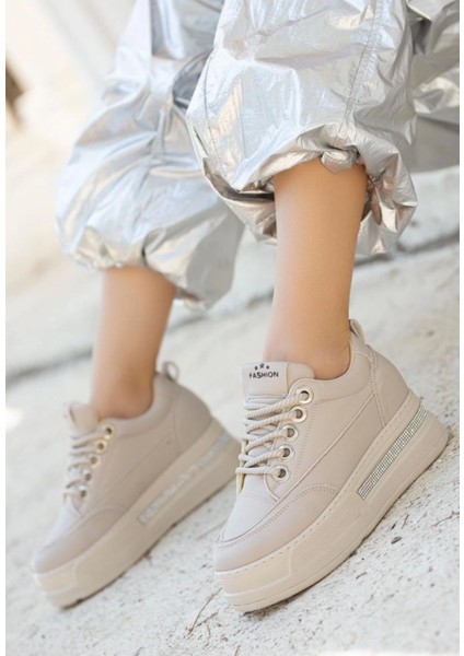 Nrtmsa Lulu Bej Cilt Bağcıklı Spor Ayakkabı (Numara: 38) fiyatları