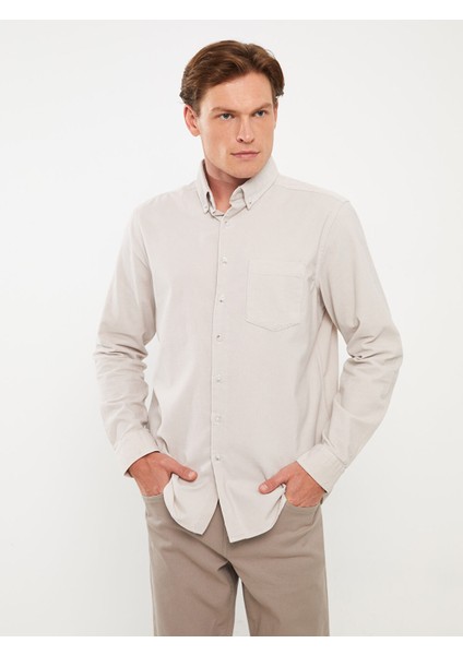Yeni Sezon Regular Fit Uzun Kollu Kadife Erkek Gömlek