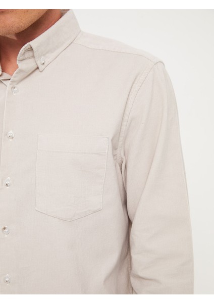 Yeni Sezon Regular Fit Uzun Kollu Kadife Erkek Gömlek fırsatları