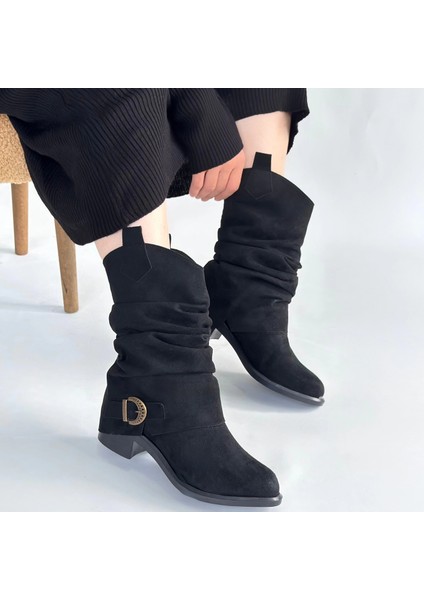 Lvsqvr Canty Siyah Süet Körüklü Topuklu Çizme (Numara: 39) fırsatları