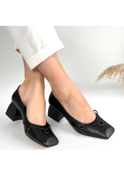 Nrtmsa Cande Siyah Cilt Topuklu Ayakkabı (Numara: 39) fırsatları