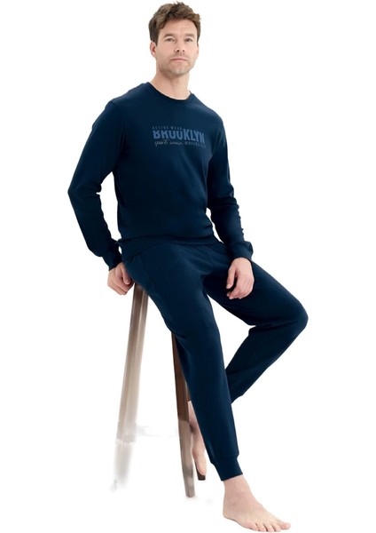 Over Sleep 2221 Erkek Kışlık Interlok Pijama Takım