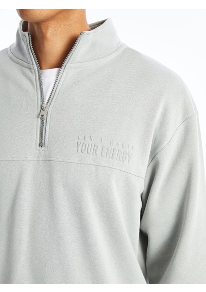 Yeni Sezon Dik Yaka Uzun Kollu Baskılı Erkek Kalın Sweatshirt modelleri