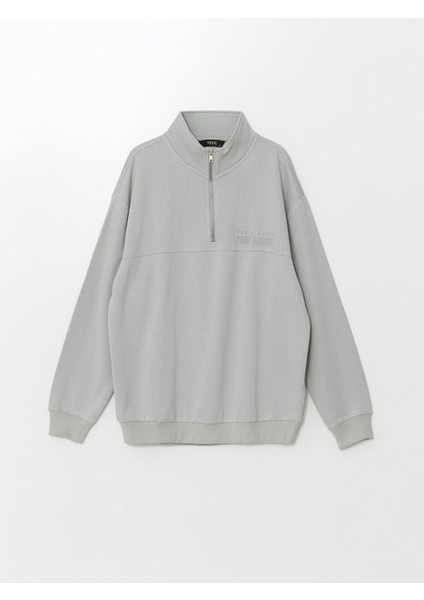 Yeni Sezon Dik Yaka Uzun Kollu Baskılı Erkek Kalın Sweatshirt indirimleri