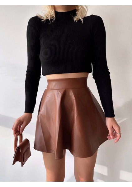 Lvsqvr Beli Lastikli Deri Etek Kahve S24599 (Beden: M)