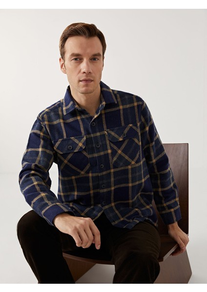 Yeni Sezon Rahat Kalıp Uzun Kollu Ekose Gabardin Erkek Gömlek