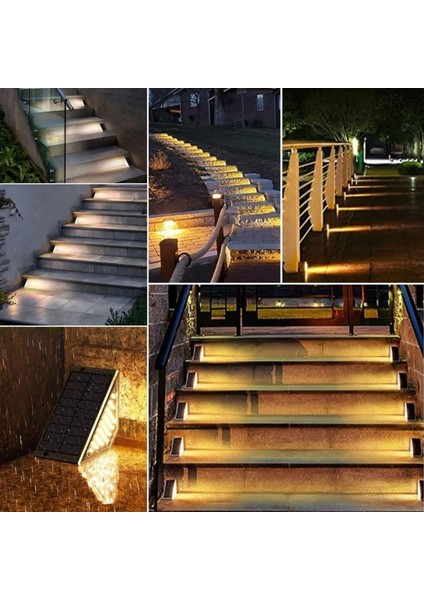 8 Adet Üçgen Güneş Enerjisi ile Şarj Olan Dış Mekan Solar Basamak Köşe Lambası (K95)