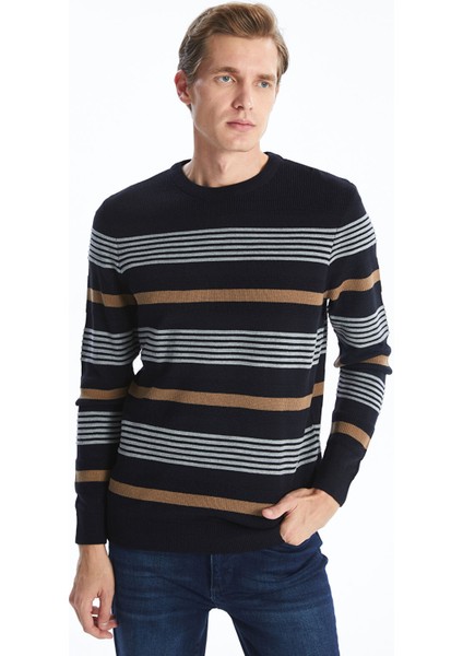 Yeni Sezon Bisiklet Yaka Uzun Kollu Çizgili Erkek Triko Kazak