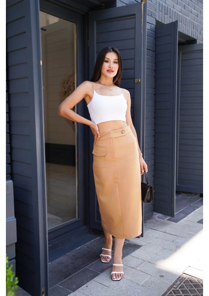 Bosel Uzun Düğmeli Etek