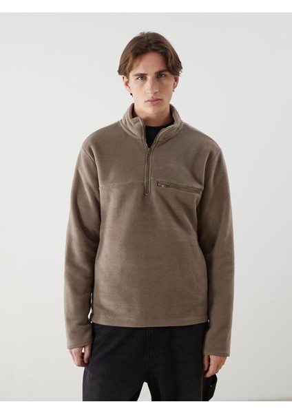 Yeni Sezon Dik Yaka Uzun Kollu Polar Erkek Sweatshirt