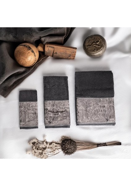 Goblen Koleksiyonu Micro Bambu, Antrasit Renk, Özel Paketli Havlu Seti fiyatları