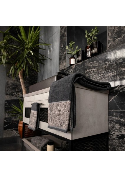 Goblen Koleksiyonu Micro Bambu, Antrasit Renk, Özel Paketli Havlu Seti modelleri